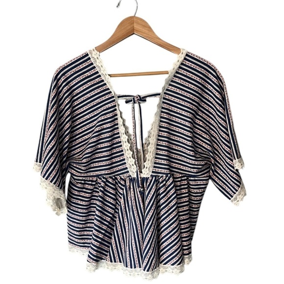 Vintage Handmade Micro Floral Cottage Farmhouse Lace Trimmed Pullover - Picture 3 of 11